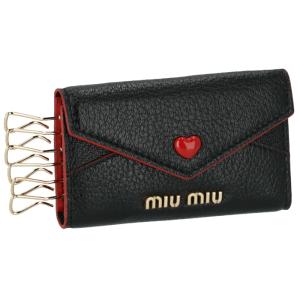 ミュウミュウ MIU MIU キーケース マドラスLOVE ブラック 5PG222 2BC3 002｜outleta