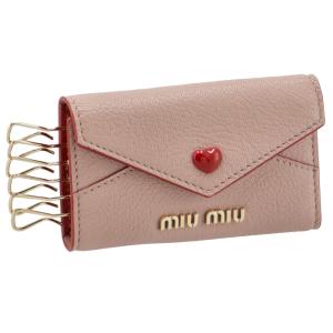 ミュウミュウ MIU MIU キーケース 6連 マドラスLOVE ピンクベージュ系 5PG222 2BC3 615｜outleta