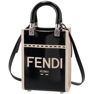 【訳あり】フェンディ FENDI トートバッグ サンシャイン スモール FENDI ROMA パテント ミニバッグ ブラック 8BS051 ANT7 F0H9H｜outleta