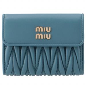 【訳あり】ミュウミュウ MIU MIU 財布 二つ折り マテラッセ 折りたたみ ブルー系 5ML002 2FPP F16｜outleta