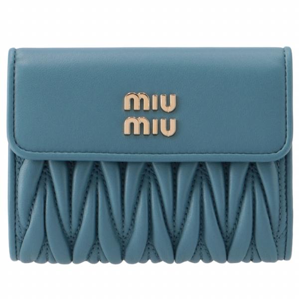 【訳あり】ミュウミュウ MIU MIU 財布 二つ折り マテラッセ 折りたたみ ブルー系 5ML00...