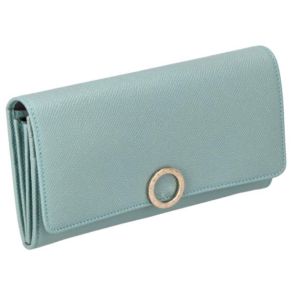 BVLGARI ブルガリ 長財布 財布 レディース アウトレット ブルー 水色 レザー クリップ式 ...