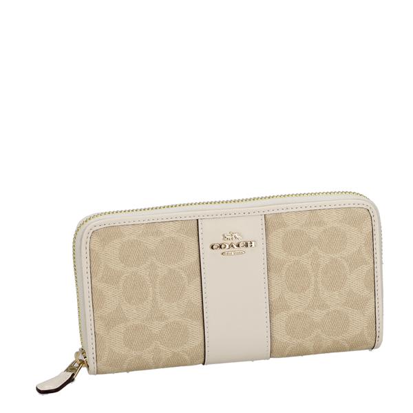 COACH コーチ 長財布 財布 レディース アウトレット シグネチャー ホワイト ベージュ レザー...
