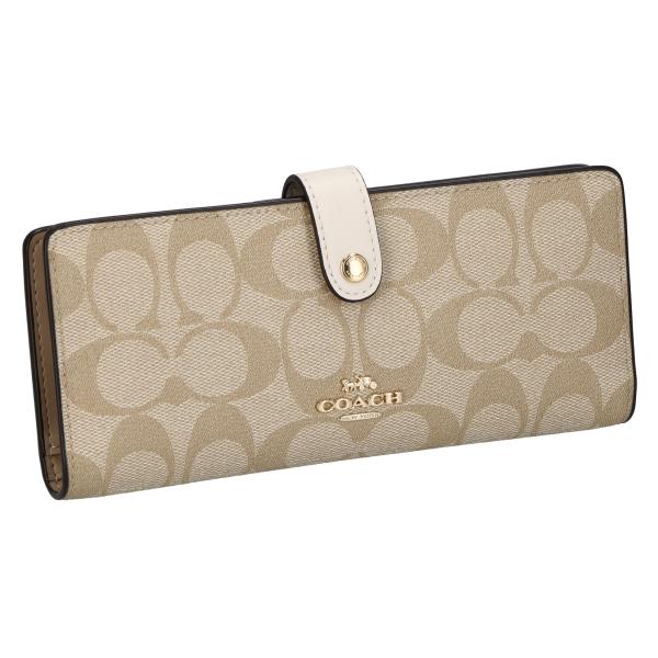 COACH コーチ 長財布 財布 レディース アウトレット シグネチャー ベージュ ホワイト レザー...