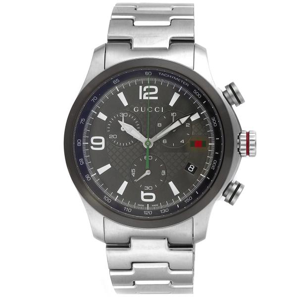 GUCCI グッチ 腕時計 時計 46mm クロノグラフ メンズ アウトレット グレー シルバー ク...