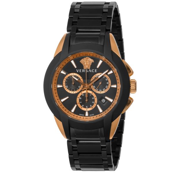 VERSACE ヴェルサーチ 腕時計 時計 クロノグラフ 42mm メンズ アウトレット ブラック ...