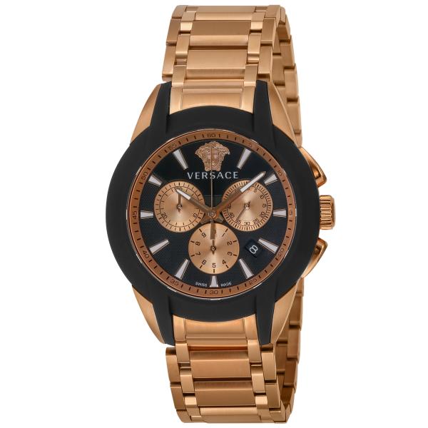 VERSACE ヴェルサーチ 腕時計 時計 42mm メンズ アウトレット クロノグラフ ブラック ...