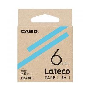 【新品/取寄品/代引不可】Lateco用テープ 6mm 水色/黒文字 XB-6SB