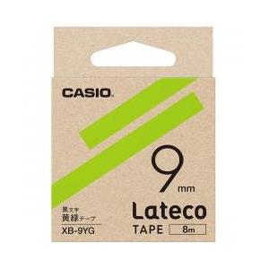 【新品/取寄品/代引不可】Lateco用テープ 9mm 黄緑/黒文字 XB-9YG