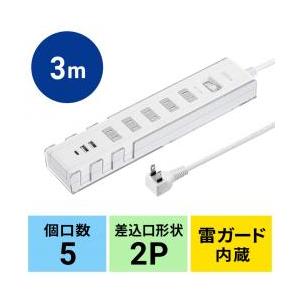 【新品/取寄品/代引不可】電源タップ 5個口 USB Type-Cx1 Type-Ax2 PD30W...
