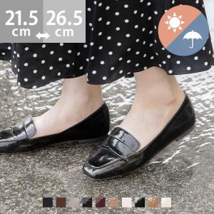 レインシューズ レディース 簡易防水 ローファー 黒