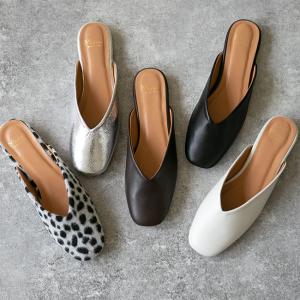 ミュール サンダル レディース スクエアトゥ Vカット