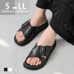 厚底 サンダル レディース 浴衣 ゴールドバックル 痛くない ラウンドトゥ クロスベルト フラット 送料無料 10/20 9:59マデ 2,399円