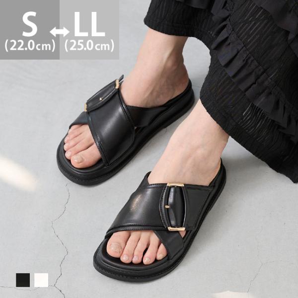 厚底 サンダル レディース 浴衣 ゴールドバックル ボリュームソール 痛くない ラウンドトゥ クロス...