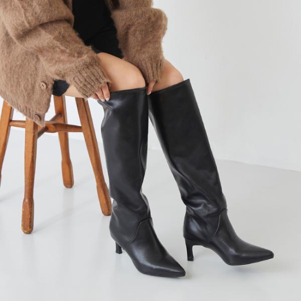ロングブーツ レディース ブーツ ポインテッドトゥ ワイドシャフト 筒太め ワイド 送料無料