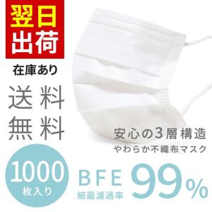 送料無料 マスク 1000枚 国内発送 使い捨て やわらか 不織布 99％カットフィルター 予防 花粉 三層構造 【試着チケット対象外】 5/31 9:59マデ 2,800円 pre｜outletshoes