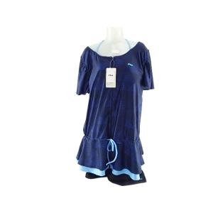 レディース水着 2点セット フリル袖 FILA フィラ 体型カバー 大きいサイズ 10L 幾何学柄 ...