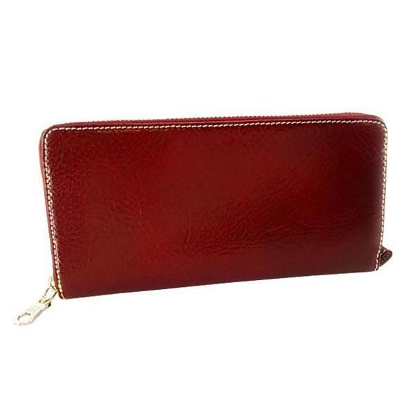 長財布 メンズ イタリアンレザー 牛革 カウレザー 男女兼用 ユニセックス レッド 送料250円