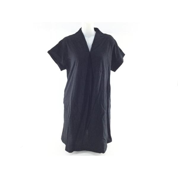 Ｖネックチュニック コットン100% M ブラック 送料250円