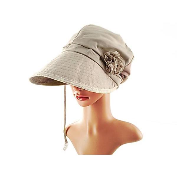 多機能キャスケット UV帽子 深型 花粉リリース 洗濯OK 風飛び防止クリップ付き ベージュ