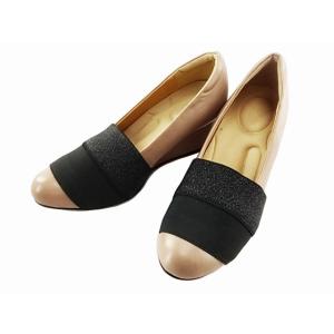 パンプス ラクダーネウェッジパンプス 幅広 甲高 快適履き心地で美脚 抗菌 消臭 23.5cm 3E...