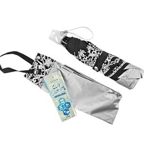 折り畳み傘 晴雨兼用 日傘 UV ミニ 3層コーティング 23cm 200g レース柄 ブラック