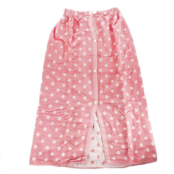 ふんわりやわらかラップタオル おふろ プール 80cm丈 ドット柄 ピンク