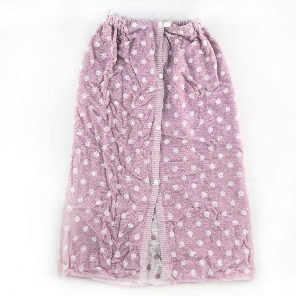 ふんわりやわらかラップタオル 80cm丈 綿100% ドット柄 パープル