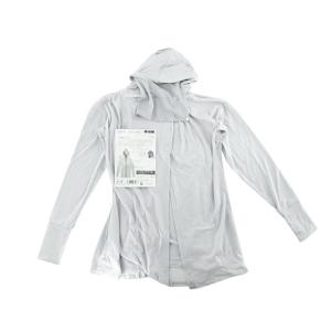UVカットパーカー 接触冷感 ストレッチ フェイスカバー付き M〜L ライトグレー
