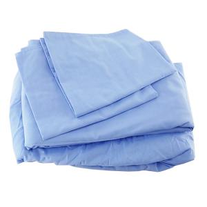 寝具カバー 4点セット 綿混素材 速乾 和式用 ダブル サックスブルー