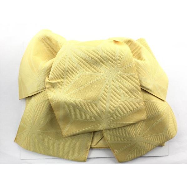 作り帯 ゆかた帯 一人で簡単に結べる 大きいサイズ 6L〜10L相当 麻の葉柄 黄色