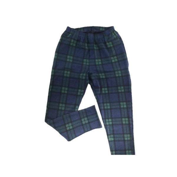 レディース レギンスパンツ 極厚 裏起毛 大きいサイズ 3L チェック柄 グリーンネイビー系 冬