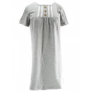 カップ付きレースワンピース M グレーボーダー楽ちん部屋着