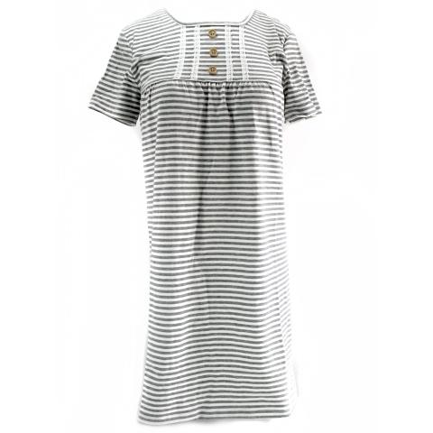 カップ付きレースワンピース 楽ちん部屋着 小さめ M グレーボーダー 送料250円