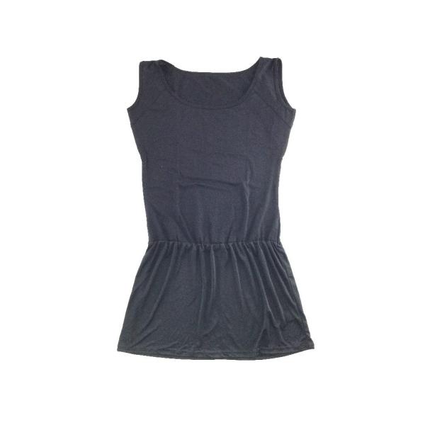 スリップ 前汗取り付き ノースリーブ 切替 吸汗速乾 スリップ丈80cm レディース L ブラック ...