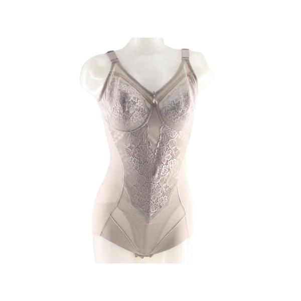 ボディスーツ ノンワイヤー ミディアムタイプ 爽やか夏素材 吸汗速乾 C80/L 補正下着 パウダー...