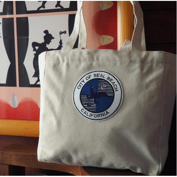 8号帆布トートバック　シールビーチCITYロゴ刺繍付き