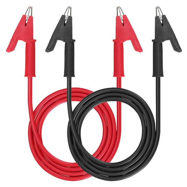ワニ口クリップ電気テストリードセット 1m 赤黒 2本組 両端ワニ口ワイヤ 15A 絶縁体クリップ付...