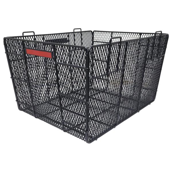 日本製 大型リアバスケット ブラック 荷物 収納 西田金属製作所 業務用 バイク スクーター 自転車...