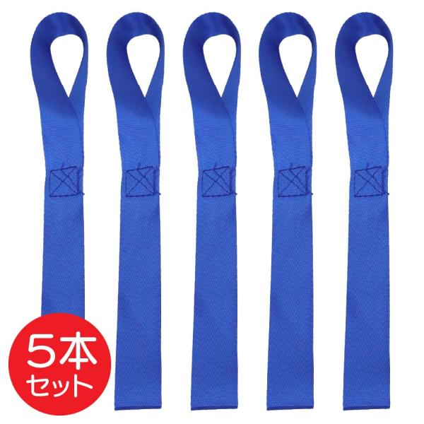 タイダウンストラップ 5本セット 2.5cm×295mm ブルー ソフトループ 荷締め  固定ベルト