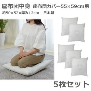 座布団 中身 ヌード座布団 5枚組 八端判 59×63cm 日本製 大判 中綿1kg