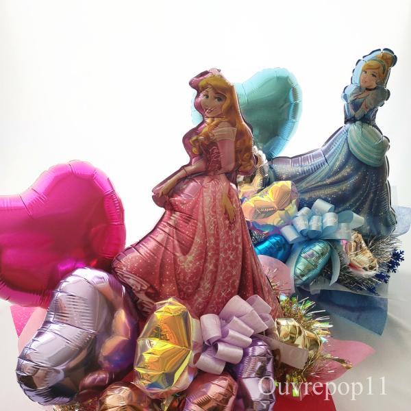 バルーンギフト ディズニー プリンセス オーロラ シンデレラ ベル バルーンアレンジ お誕生日 発表...