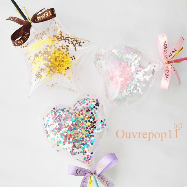 シャカキラバルーン ハート コンフェッティ バルーン 1本 でもかわいいバルーンの花束 ouvrep...