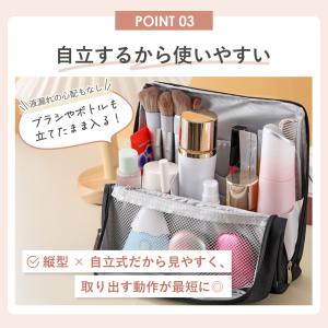 メイクポーチ 化粧ポーチ バニティ 縦型 大容...の詳細画像4