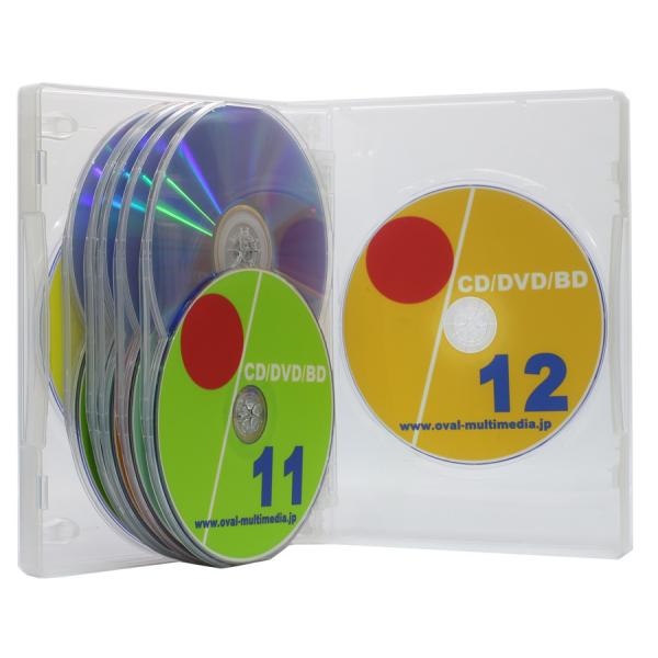 27mm厚に最大12枚収納 12枚収納DVDトールケース クリア1個