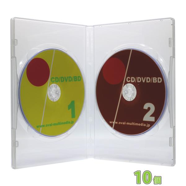 DVDケース 15mm厚2枚収納DVDトールケースクリア 10個-G- ロゴ無し　ブルーレイケースと...
