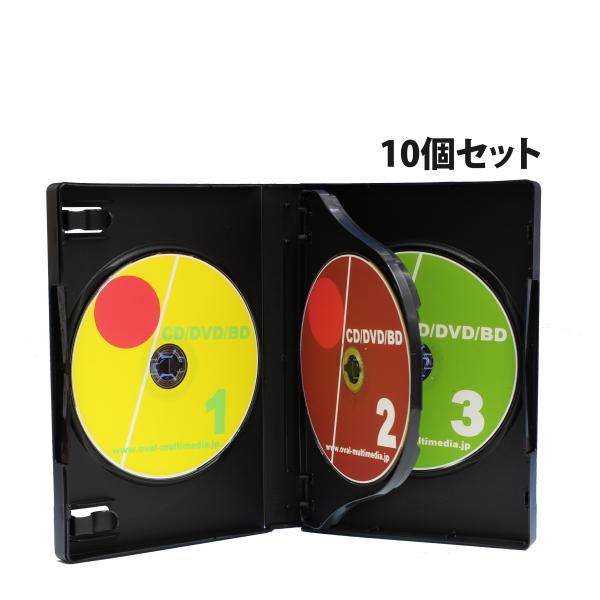 DVDケース 3枚収納27mm厚トールケース ブラック 10個 Mロックシリーズ