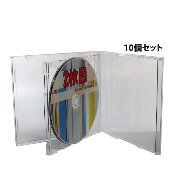 ロゴ有2Discs 新PS10mm厚 CDケース 2枚収納ジュエルケース クリア10個