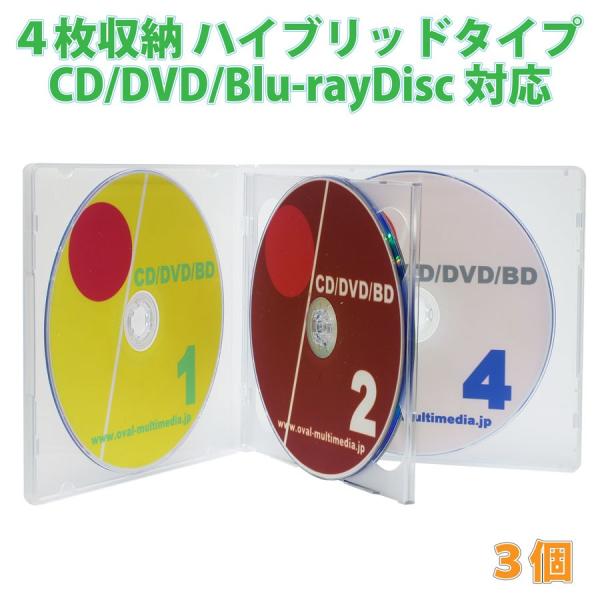 さらに薄くなったPPとPSのハイブリッドマルチケース 10mm厚4枚収納CDケース クリア 3個