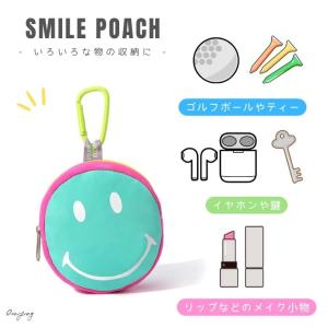 スマイル カラビナポーチ 小物入れ ポーチ ゴルフボールケース